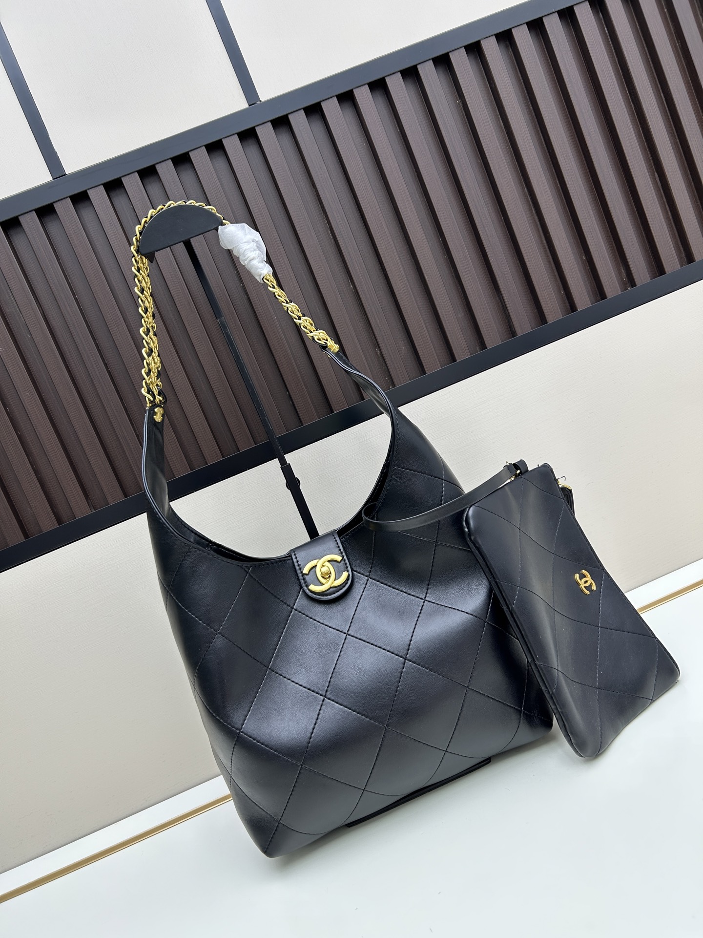 Chanel 25P woven chain hobo hippie bag